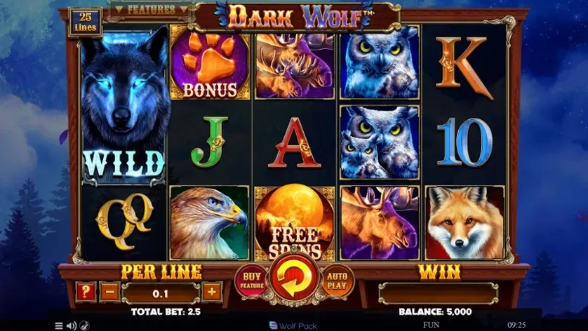 Dark Wolf Dark Wolf online slot machine game featuring wild animals