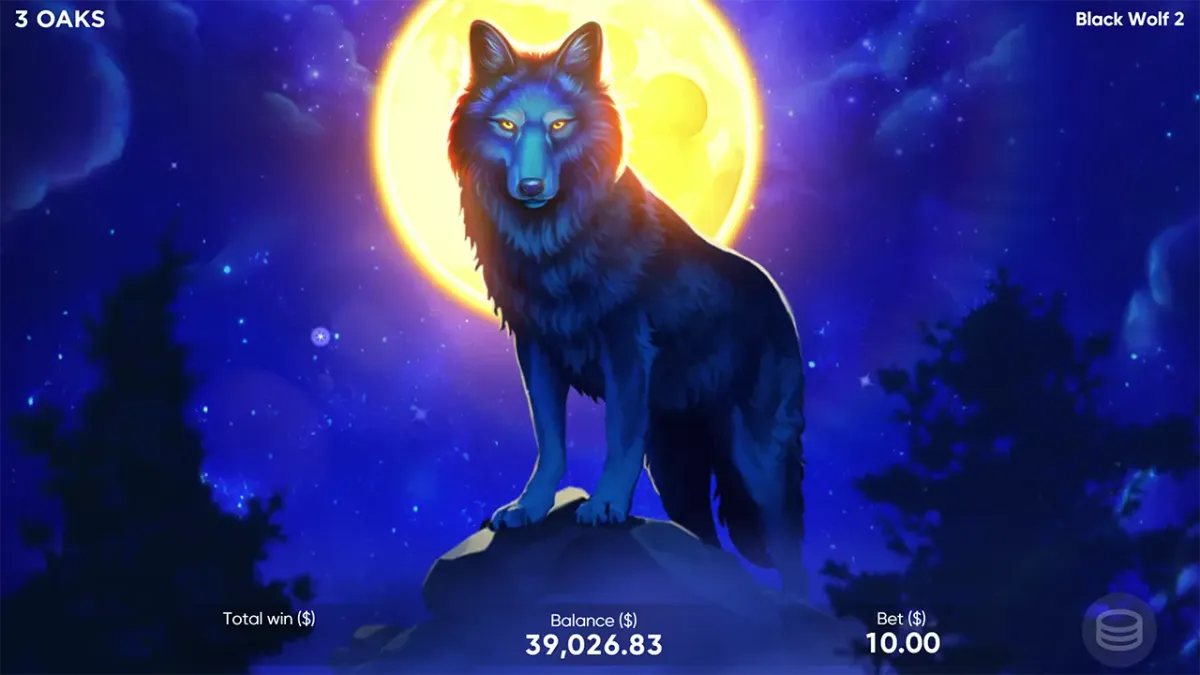Dark Wolf Black wolf with glowing eyes under a full moon